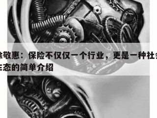 徐敬惠：保险不仅仅一个行业，更是一种社会生态的简单介绍